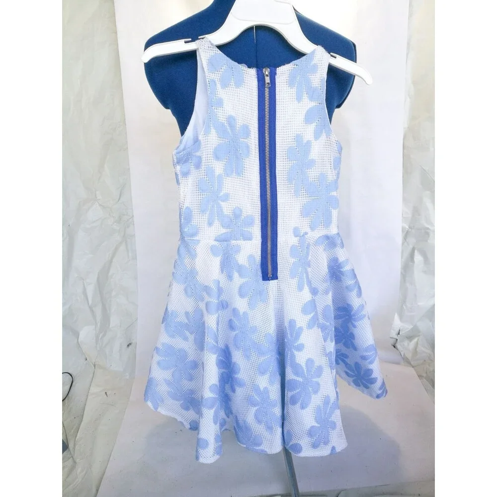 Pippa & julie Light blue Boat Neck Casual Sleeveless Flower skater dress 10